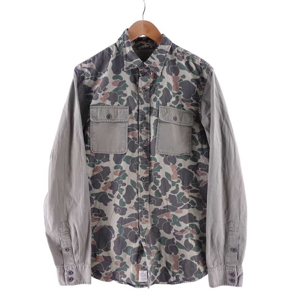 VTG Denim & Supply Ralph Lauren Mens Large Camo Mixed Media Button Down Shirt